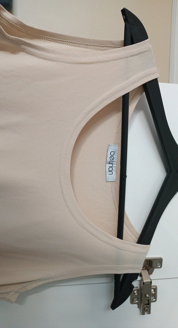 Bej Keten Salaş Kolsuz Kadın Atlet - Görsel 3