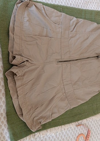 Bej Keten Straplez Mini Tulum - Görsel 3