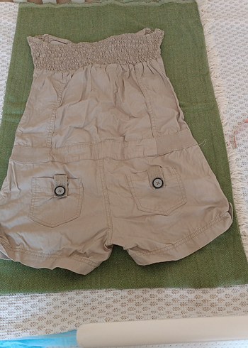 Bej Keten Straplez Mini Tulum - Görsel 4