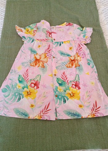 Çiçek Desenli Kız Çocuk Elbisesi - Görsel 3