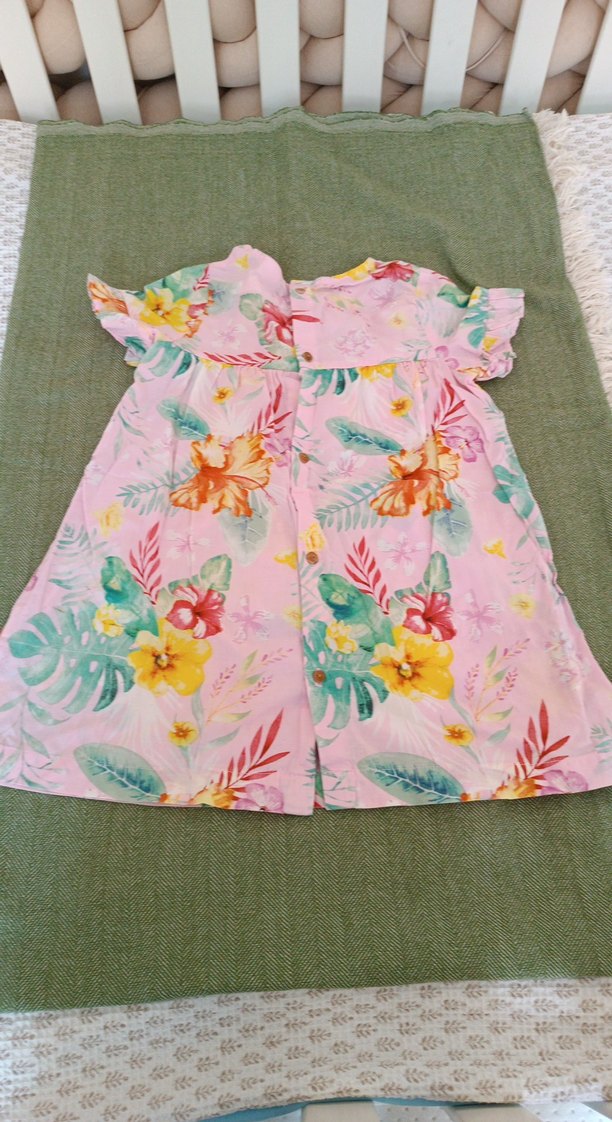 Çiçek Desenli Kız Çocuk Elbisesi - Görsel 3