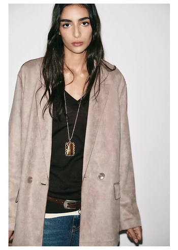 Kadın Bej Süet Blazer - Görsel 2