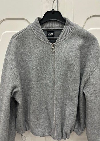 Gri Kadın Fermuarlı Bomber Ceket - Görsel 2