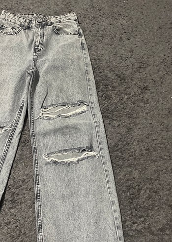 Gri Yırtık Detaylı Kadın Jean - Görsel 3