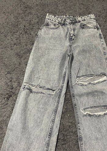 Gri Yırtık Detaylı Kadın Jean - Görsel 4