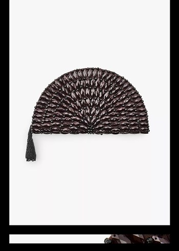 Bordo Boncuk İşlemeli Örgü Kadın Clutch Çanta