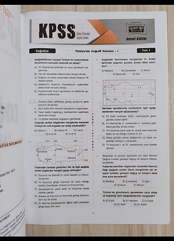 Beden KPSS Coğrafya Yaprak Test 5 Yüz 2024