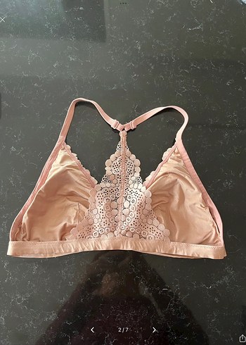 H&M pudra Bohem Dantel Bralet - Görsel 3