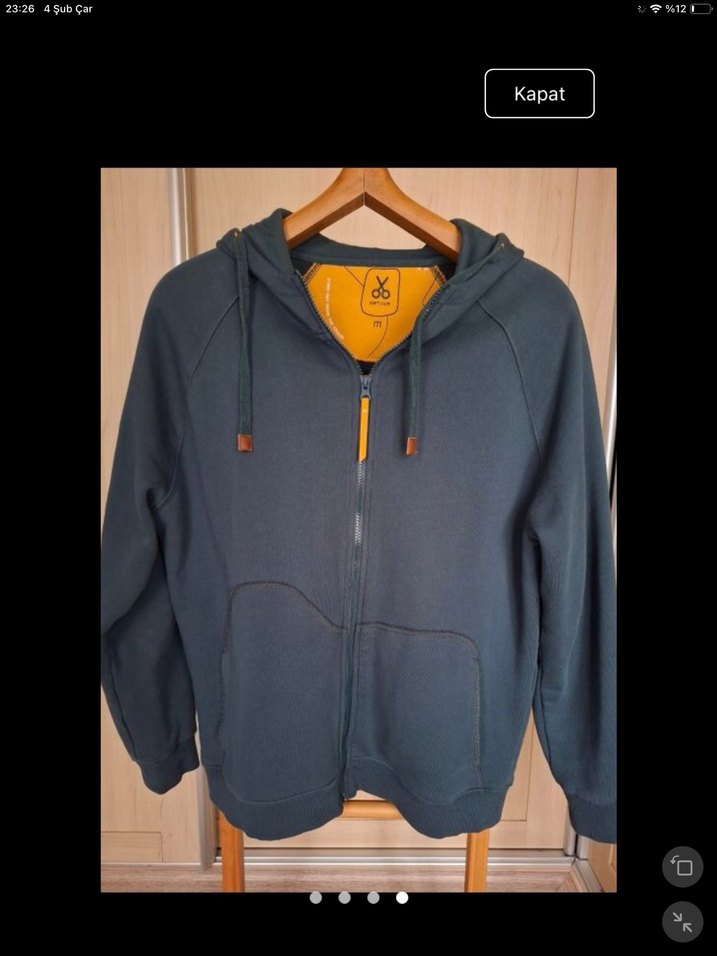 Kaft Kapüşonlu Fermuarlı Erkek Sweatshirt - Görsel 2