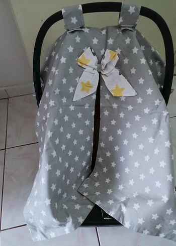 Gri Yıldız Desenli Bebek Oto Koltuğu Örtüsü