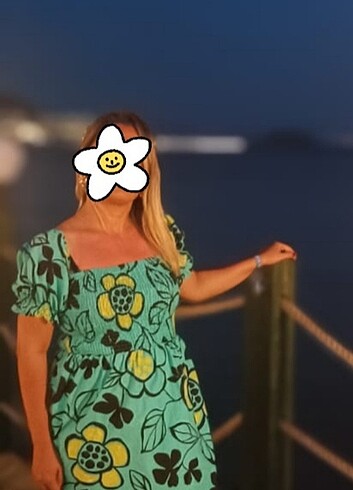 Diğer Desenli mevsimlik balon kol elbise