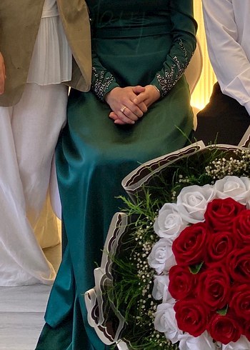 Uzun Kollu İşlemeli Elbisesi - Görsel 3