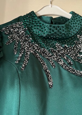 Uzun Kollu İşlemeli Elbisesi - Görsel 7