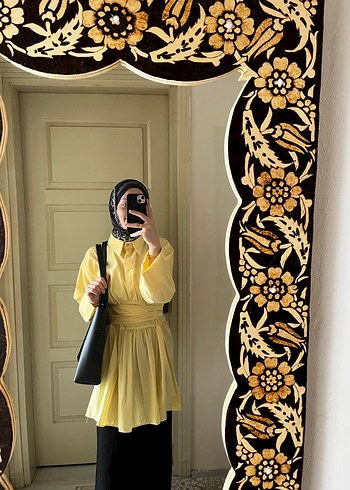 Sarı Kemerli Midi Tunik - Görsel 3