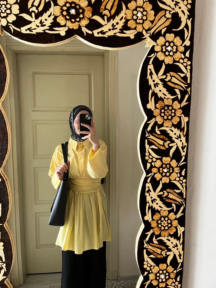 Sarı Kemerli Midi Tunik - Görsel 3