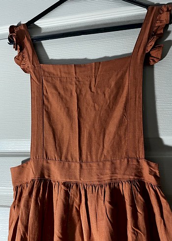 Kadın Kahverengi Uzun Keten Elbise - Görsel 2