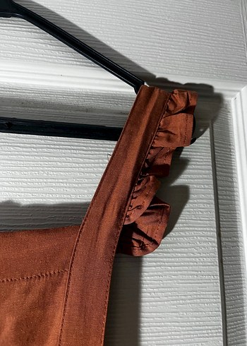 Kadın Kahverengi Uzun Keten Elbise - Görsel 4