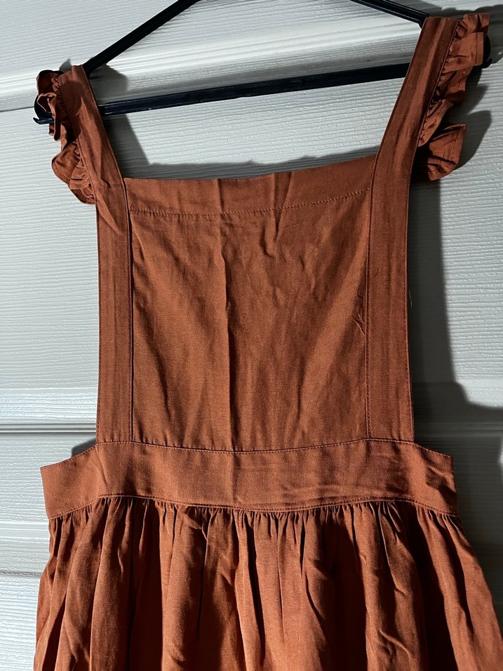 Kadın Kahverengi Uzun Keten Elbise - Görsel 2