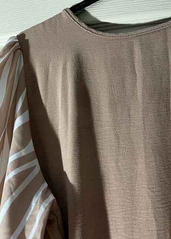 Bej Uzun Keten Elbise - Görsel 5