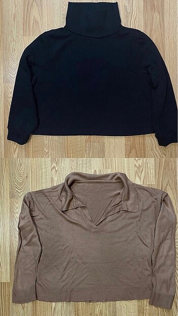 -Ürün Birleştirme- Balıkçı Yaka Şardonlı Sweatshirt ve Kahvereng