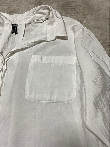 Diğer Tensel Kumaş Oversize Beyaz Gömlek