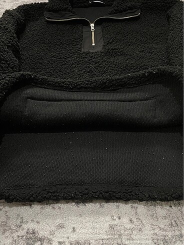 l Beden Paraşüt Detaylı Yarım Fermuarlı Kanguru Sweatshirt