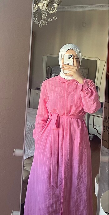 Aker pembe elbise tesettür aker