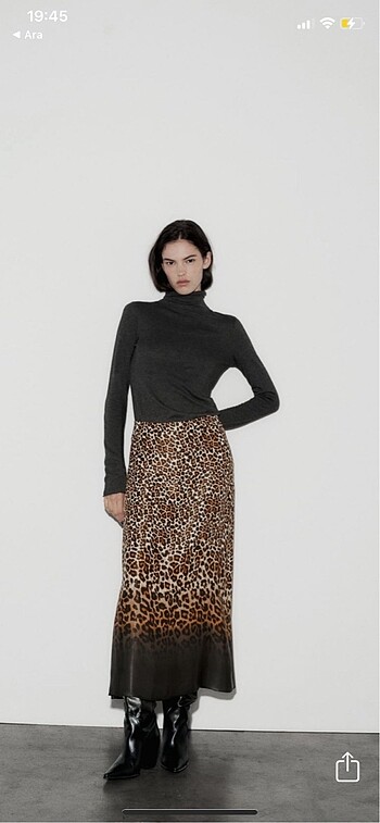 Zara leopar saten etek