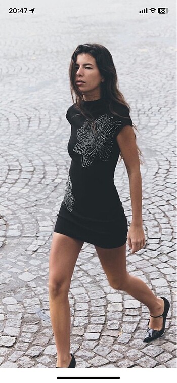 Zara parlak streç örgü elbise