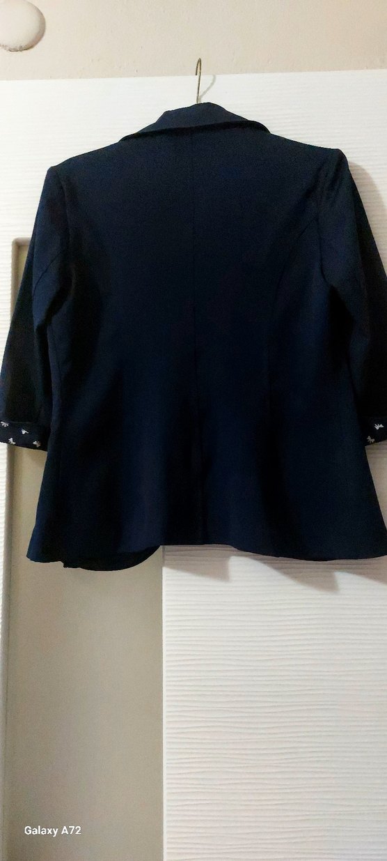 Mavi Nakışlı Denim Kadın Blazer - Görsel 2