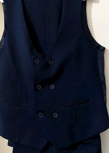 Düğmeli Lacivert Erkek Takım Elbise Ceket - Görsel 4