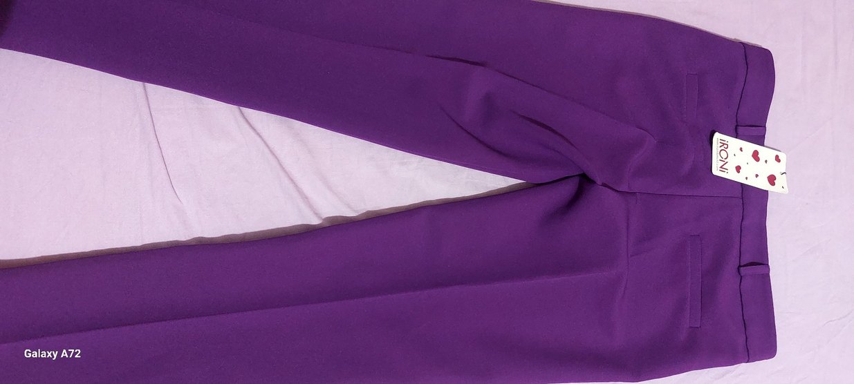 Mor Saten Görünümlü Kadın Kumaş Pantolon - Görsel 2