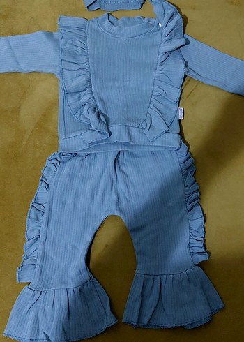 Uzun Kollu Fırfırlı Bebek Kız Takımı - Görsel 3