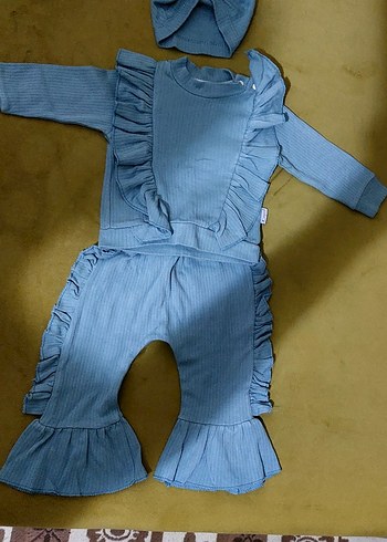 Uzun Kollu Fırfırlı Bebek Kız Takımı - Görsel 2