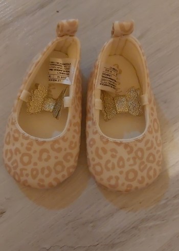 Kız Çocuk Leopar Desenli Bej Babet