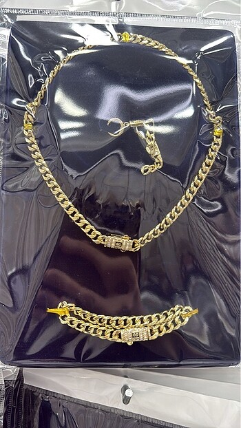 14 K görüntülü Rodyum Kaplama takı  Seti - Görsel 2