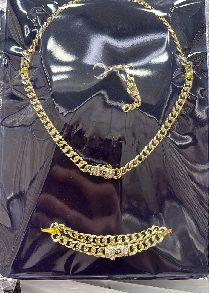 14 K görüntülü Rodyum Kaplama takı  Seti - Görsel 2