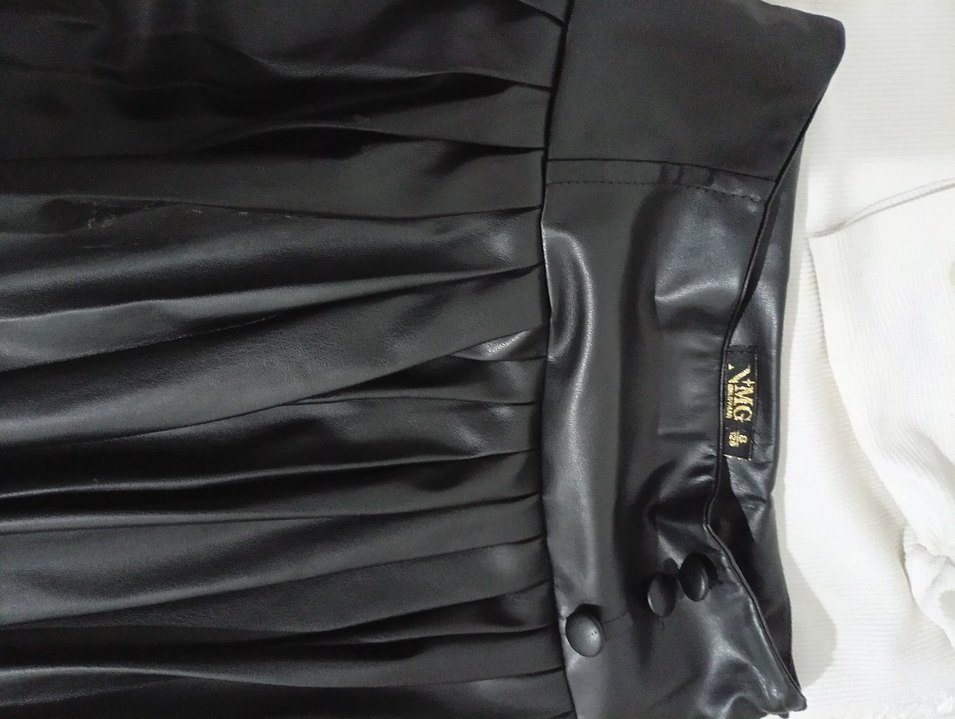 Siyah Pilili Deri Mini Etek - Görsel 2