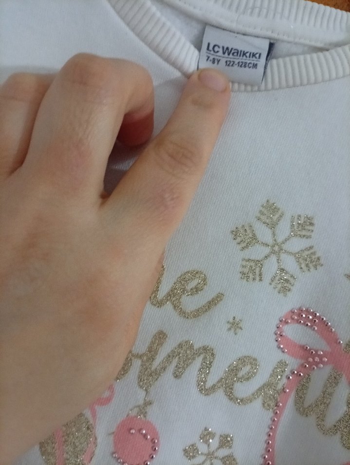 Kız Çocuk Beyaz Uzun Kollu Fırfırlı Elbise - Görsel 3