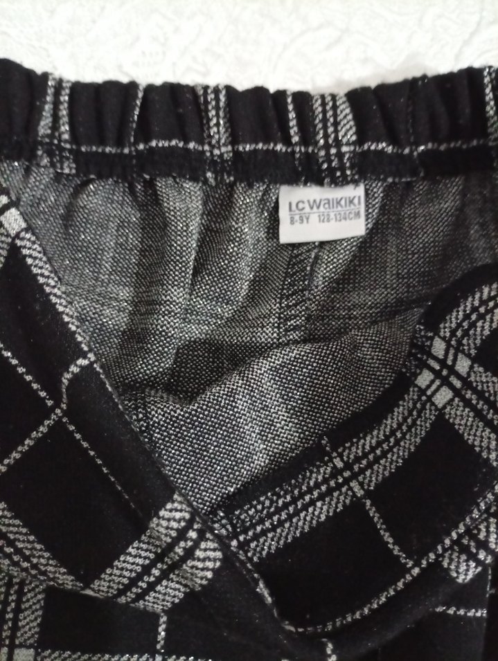 Kemerli Siyah Ekose Mini Etek - Görsel 3