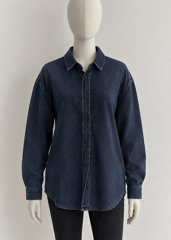 Fabrika Koyu Lacivert Denim Gomlek