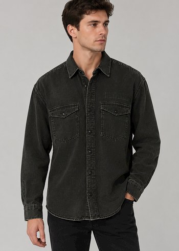 Mavi Koyu Antrasit Denim Gomlek