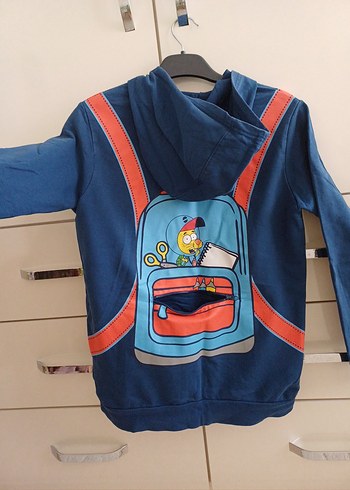 Erkek Çocuk Fermuarlı Mavi Sweatshirt - Görsel 4