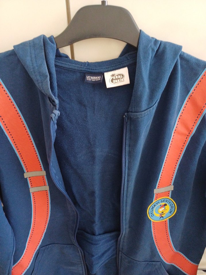 Erkek Çocuk Fermuarlı Mavi Sweatshirt - Görsel 5