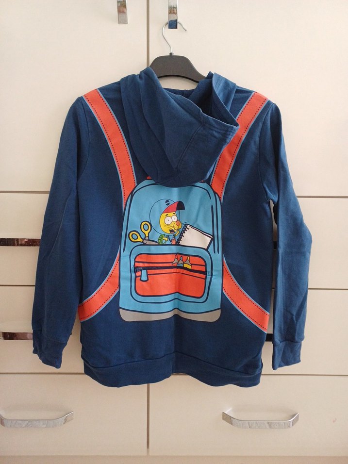 Erkek Çocuk Fermuarlı Mavi Sweatshirt - Görsel 2