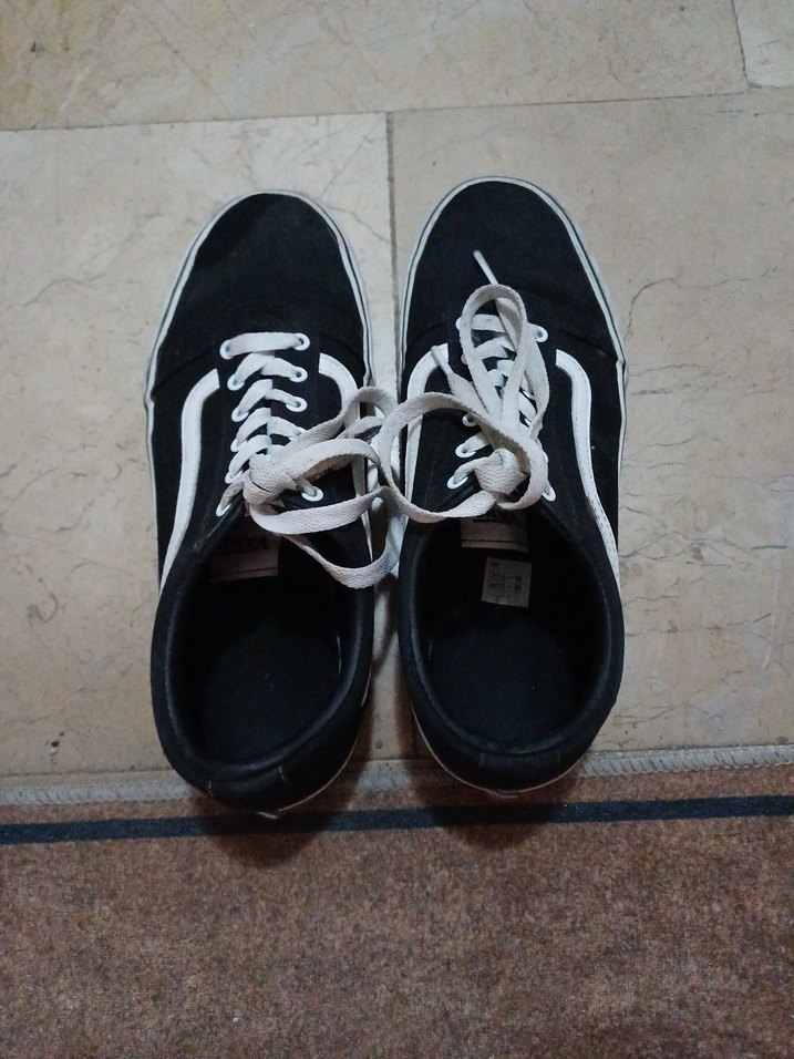 Siyah Beyaz Bağcıklı unisex Spor Ayakkabı - Görsel 5