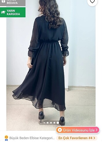 50 Beden siyah Renk Siyah Şifon Elbise