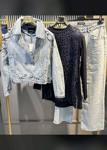Gri Kısa Bol Kesim Denim Ceket