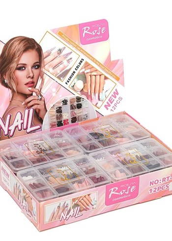 Pastel Pembe Tırnak Süsleri 12'li Set
