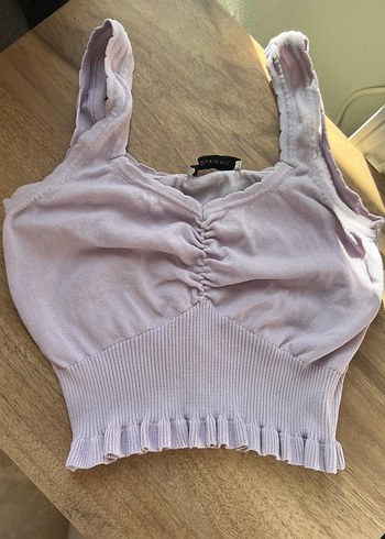 38 Beden mor Renk Mor V Yaka Mini crop